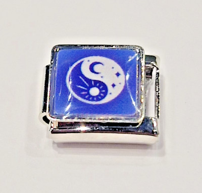 Blaues Yin Yang italienisches Bettelglied 9 mm Silber passend für alle italienischen Bettelarmband