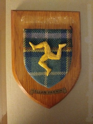 Ellan Vannin Isle Of Man Plaid Tartan Plakette Holz