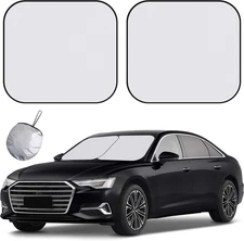 Windshield Sun Shade - 2 Piece Car Windshield, Foldable BLACK 