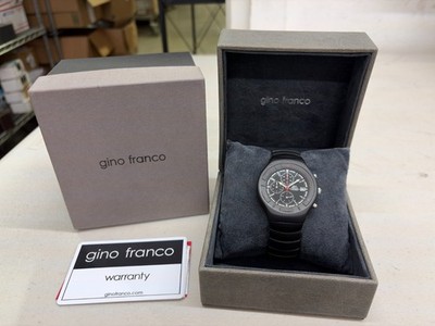 Gino Franco Men's 957WT Mirano Round Chronograph Black Ion-Plated Watch