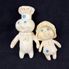 Vtg 1971 Rubber Pillsbury Doughboy and 1972 Poppie Dough Girl Dolls Figures