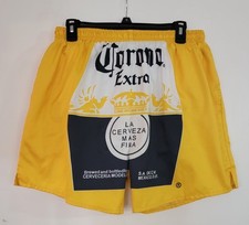 Vtg Corona Swim Shorts Men's L Yellow Y2K Lined W/Pockets 90s Swimsuit Trunks