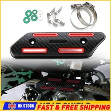 Carbon Fiber & Red Pipe Protector Heat Shield Universal Fits KTM SUZUSI HONDA UK