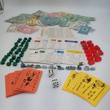 Vintage 1970s Monopoly Parts Lot Complete Cards 32 Houses 12 Hotels Tokens Money