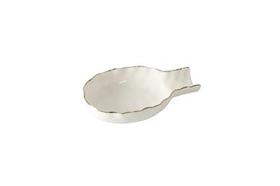 Pampa Bay Golden Salerno Titanium-Plated Porcelain Spoon Rest (White and Gold)