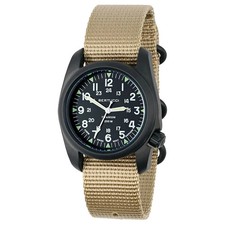 Bertucci A-2t Unisex Black Dial Beige Nylon Band Japanese Quartz Watch