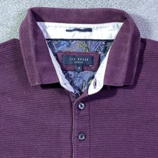 Ted Baker London Men's Long Sleeve Polo Shirt Size 4 Purple Knit Cotton Career