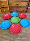 7 FEISTA  5 3/8" Berry Dessert Bowls Peacock Shamrock Scarlet Stacking Lead Free