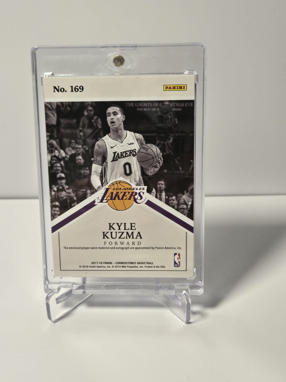 2017 Panini Cornerstones Basketball Kyle Kuzma #169 Quad Patch /75 RC Auto Laker view 2