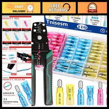111PCS Waterproof Heat Shrink Bullet Connectors  Crimping Tool 22-10AWG for Aut