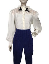 Vintage 80s Liz Claiborne Blue Corduroy Ultra-High-Waist Cigar Pants M/L