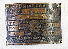 Vintage Metal I.D. Badge - Universal Chicago Pneumatic