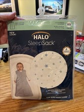 Halo Sleep Sack Cotton White with Moons  Stars 6 To 12 Months NEW