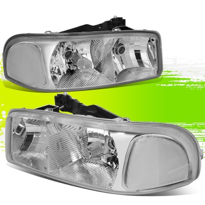 Factory Style Halogen Headlights for Sierra Yukon Pickup 99-07 Chrome Clear L+R
