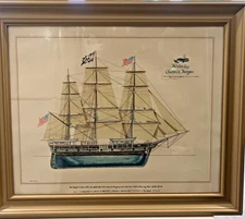 Vintage Print “The Whale Ship Charles Morgan” By Joseph Phelan - 24"x 20"