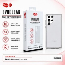 For (Samsung Galaxy S22 Ultra) Official Tech21 Evo Clear Case Shockproof Cover