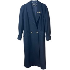 Karizma East Ltd Black Wool Long Coat Double Breasted | Made in USA Size 6 Small