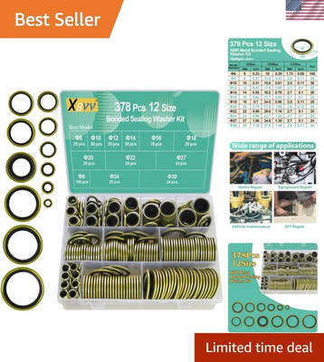 #ad 378 Pcs NBR Metal Bonded Sealing Washer Assortment Kit M6 M8 M10 M12 M14 M16 ... $47.67