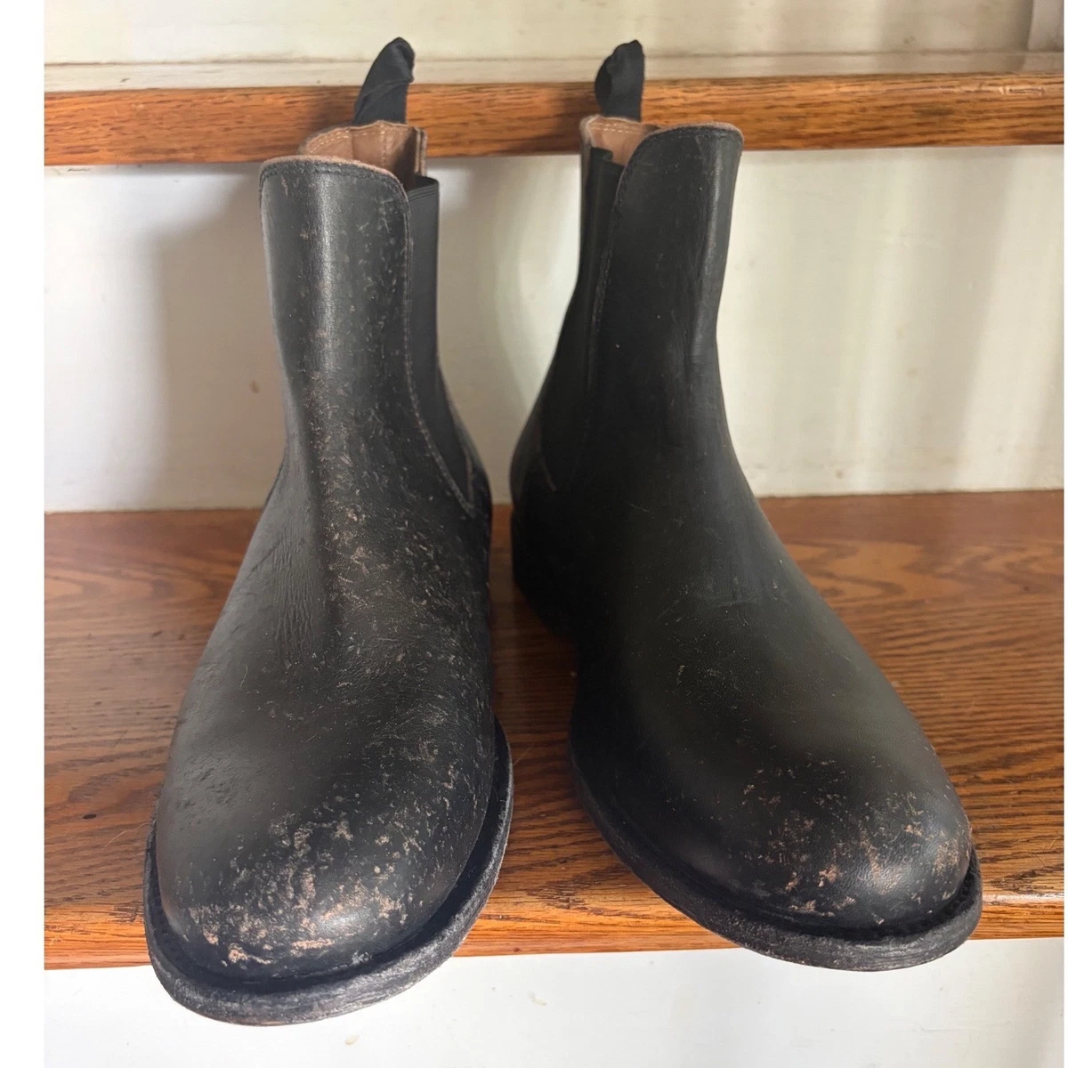 Frye Chelsea Boots Black Textured Leather Elastic Goring Mid Calf Men Size 8D Frye Black Chelsea Boots for Men | eBay main image 2