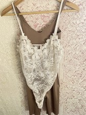 Victoria's Secret Teddy Bodysuit White Floral Wireless Size M