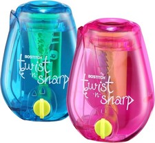 Twist-n-Sharp Pencil Sharpener, 2-Pack, For Kids Colored Pencils, Assorted