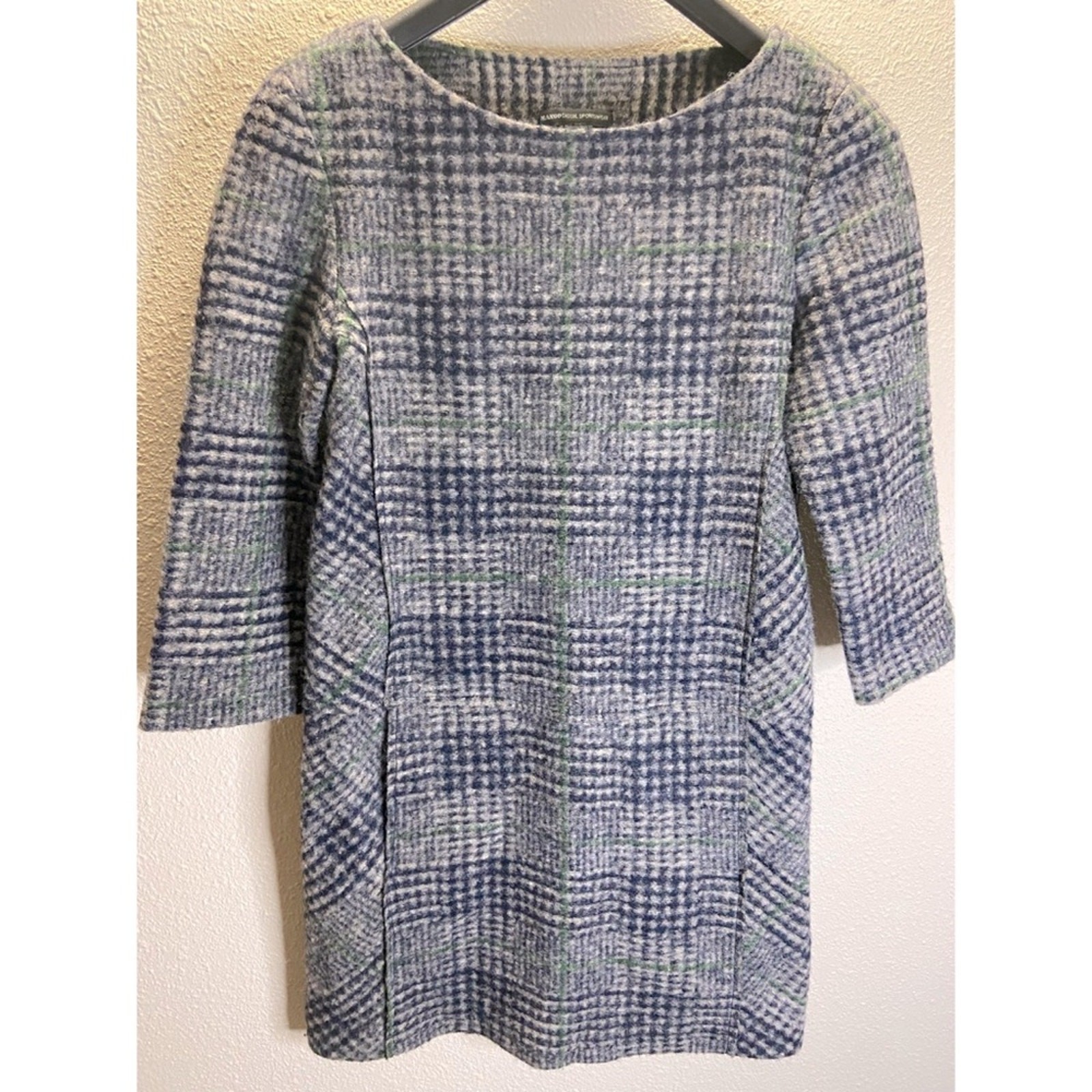 Mango Women Gray Plaid Wool blend Mini Dress Size XS thumbnail 2