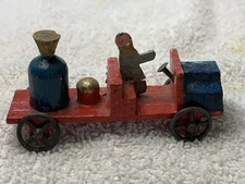 ANTIQUE Tiny German MINIATURE Wood Firetruck See All Pics For Condition