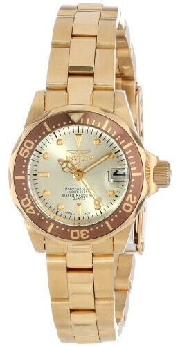 Invicta Pro Diver Champagne Dial 18kt Gold Ion-plated Ladies Watch 12527 - Picture 1 of 1