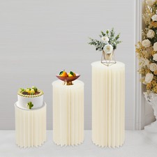 3pcs White Foldable Cardboard Centerpiece Display Flowers Stand Columns Display
