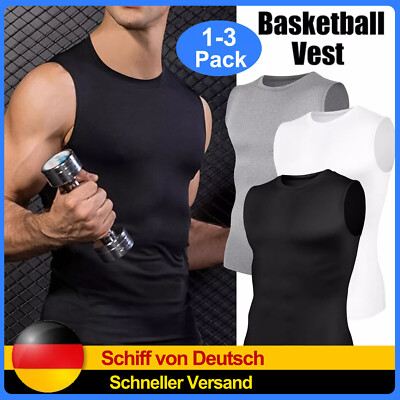 1-3er Herren Kompression Shirt Sport Unterhemd  Ärmellos Tank Top Fitness Weste