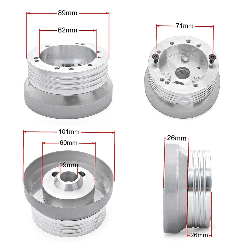 Adaptador de buje pulido para volante de 5 y 6 orificios Flaming River Ididit para GM Chevy Foto 2 de 4