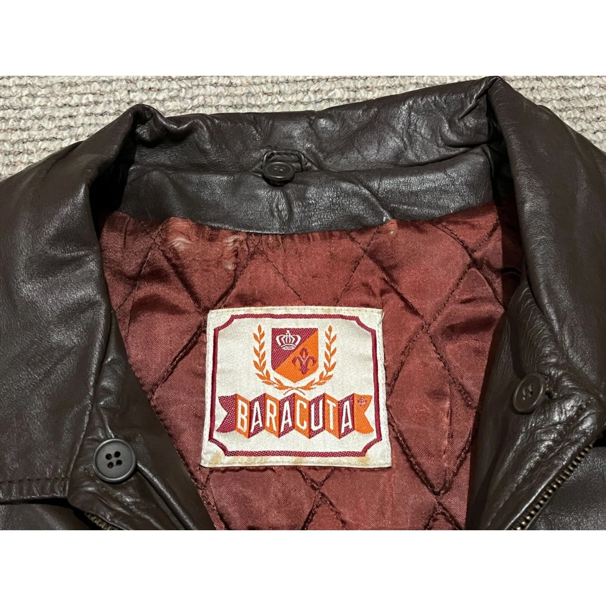 NICE Vintage 80s Baracuta G9 Brown Leather Zip Up Lined Bomber Jacket Mens L/M