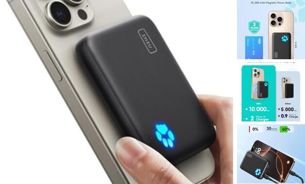 for Magsafe Portable Charger, Small 10000mAh 20W PD Magnetic Power Bank, USB