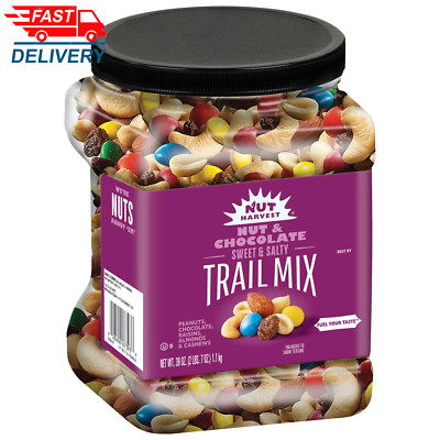 Nut Harvest Nut & Chocolate Trail Mix with Milk Chocolate, Almonds, 39 Ounce Jar