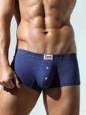 New Men's Sexy Blue Ribbed Just Wonderful Square Cut Brief w/Contoured Pouch-Gay