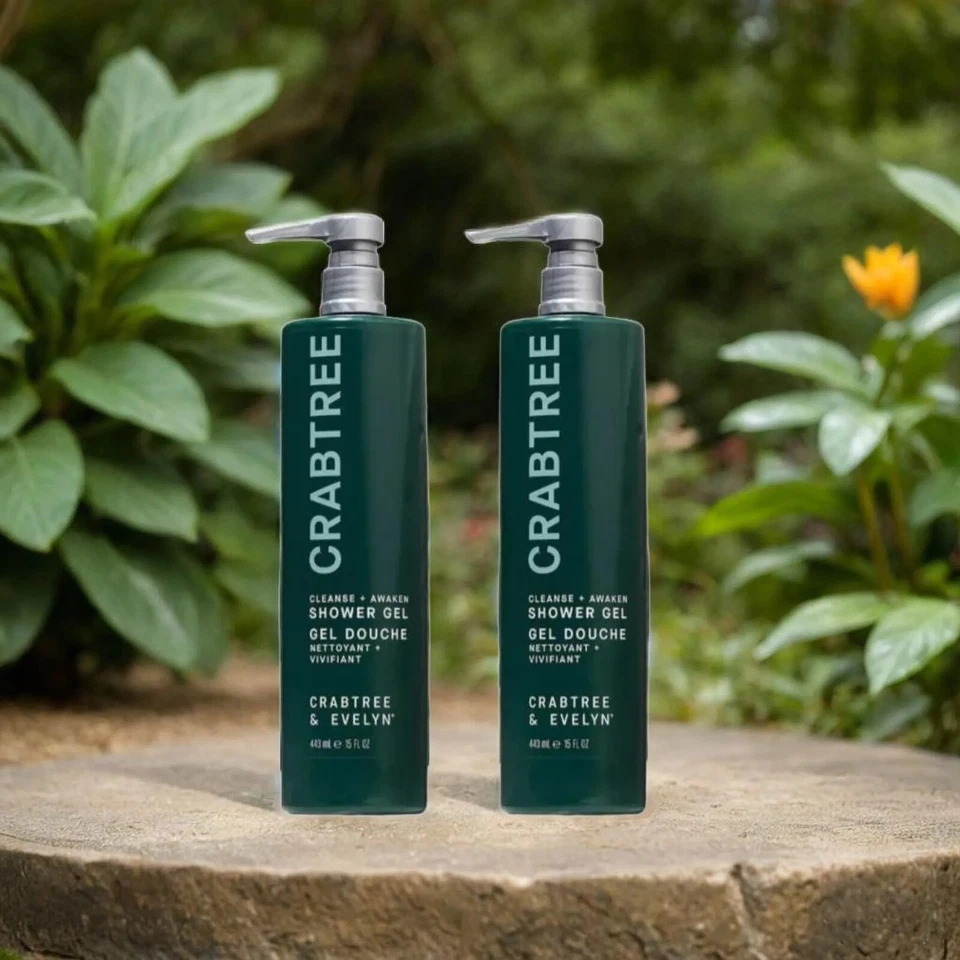 2 x Crabtree & Evelyn Shower Gel Cleanse + Awaken For All Skin 15 Fl.[443ml]NEW! - Image 3 of 4