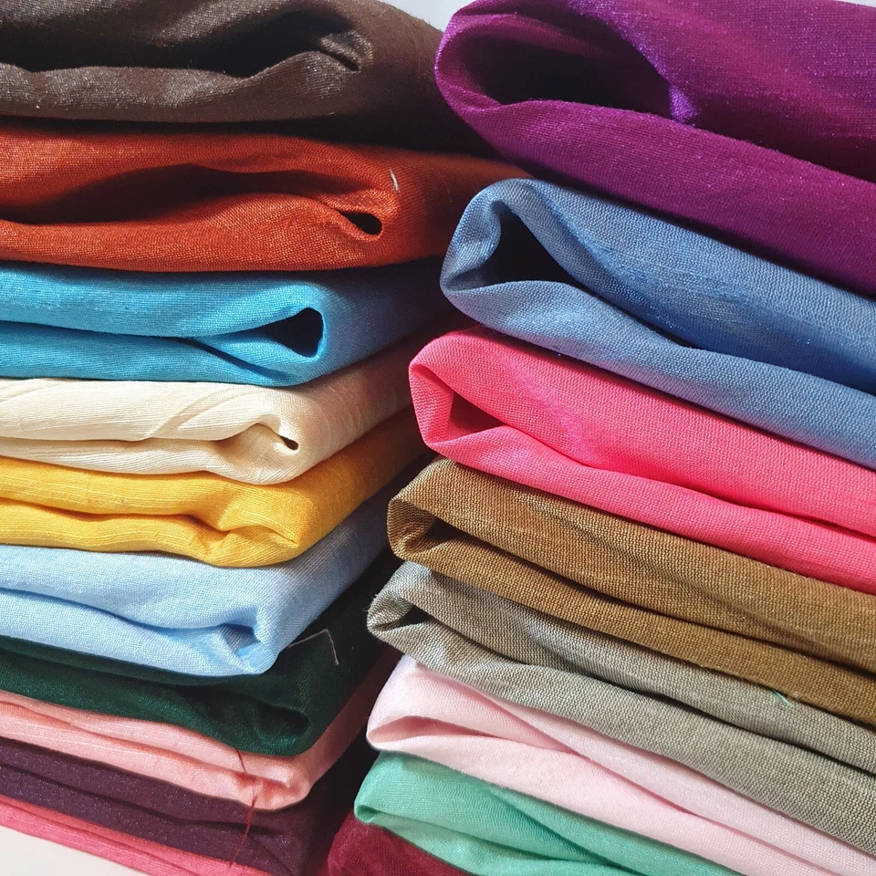 Raw Silk Faux Dupion Fabric Polyester Craft Bridal Dress Quilting Material 44" - Image 4 of 4