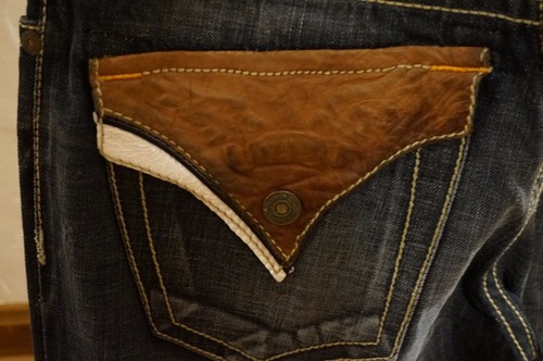 Free Priority Mail NEW MEN’S ROBIN’S JEAN GOLD RYDER SZ 30 LEATHER INSERT BLUE - Picture 8 of 11