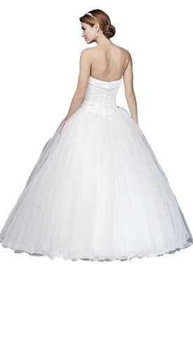 Davids Bridal Ivory And Gold Beaded Backless Wedding Dress Bridesmaid Small  | eBay
