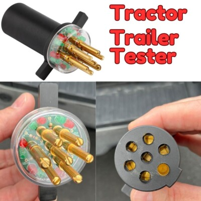 #ad Trailer Circuit Tester 7 Way Pin Tractor Round Plugs Lighting Male Female Chaser $55.90