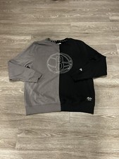 Brooklyn Nets Sweatshirt Adult XL Black New Era Split Logo Basketball Mens
