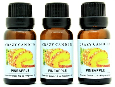 3 Pineapple 1/2oz Premium Grade Scented Fragrance Oil Crazy Candles