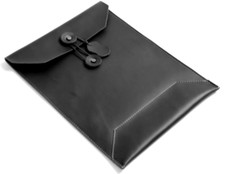 file Folder pocket cow Leather laptop bag Briefcase iPad Case pouch black 629