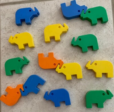 Vintage 1970's Fit Together Plastic Elephants