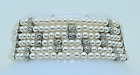 B054 Boho 1 inch Wide lt white Faux Pearl Elasticated Stretchy fashion Bracelet