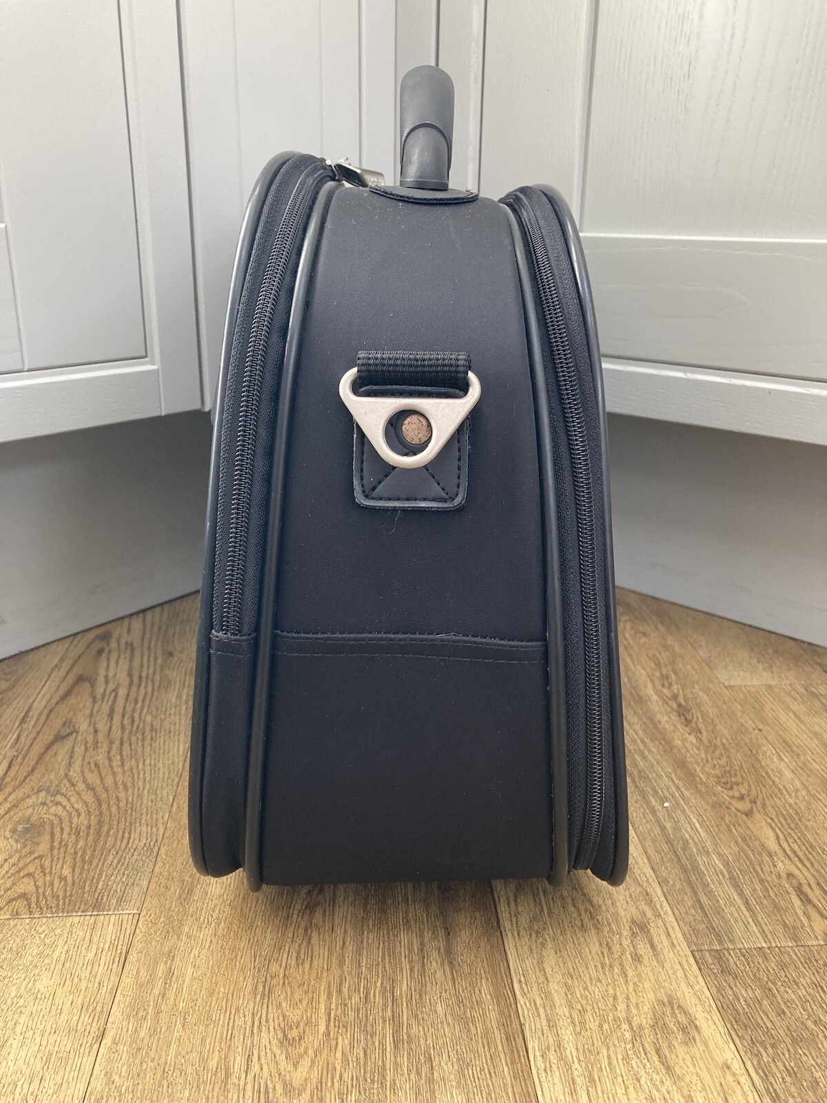 Harrods Vintage Vanity Case + Mirror Hand Luggage Black Make Up Small