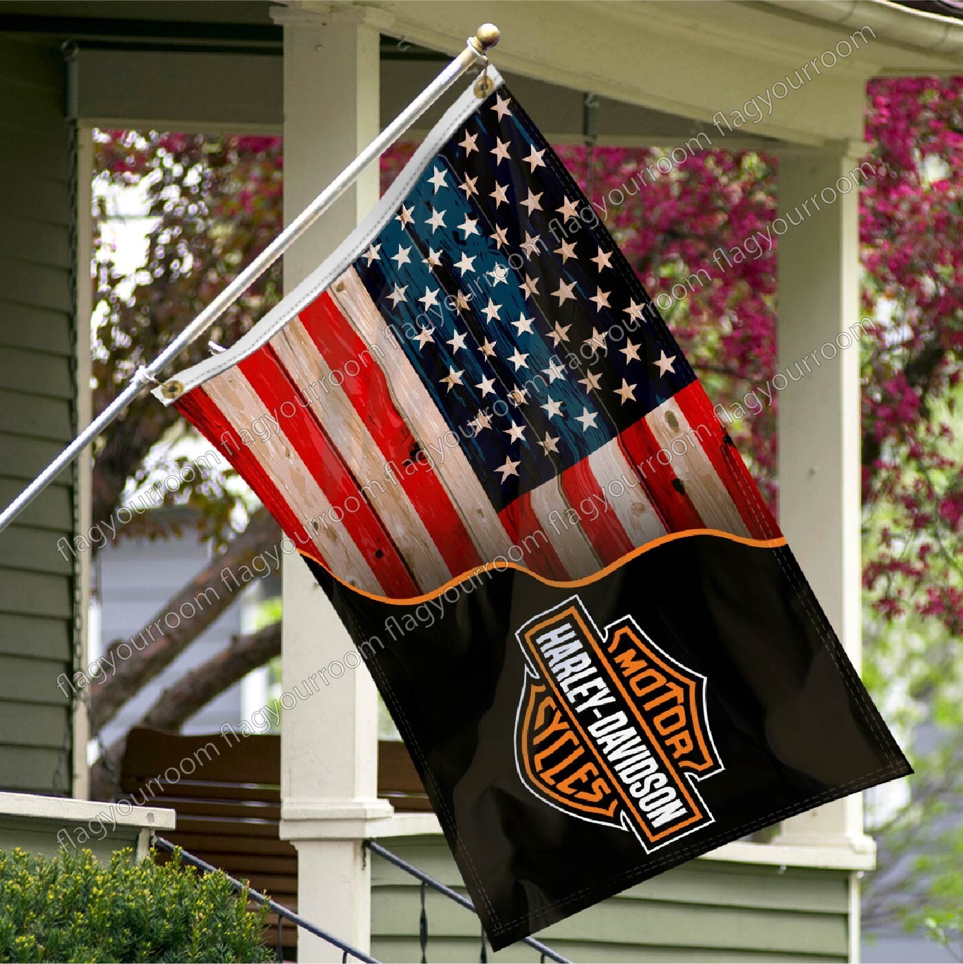 Harley Davidson 3x5 Ft Flag USA Flag Logo Banner Large Garage FREE Shipping USA