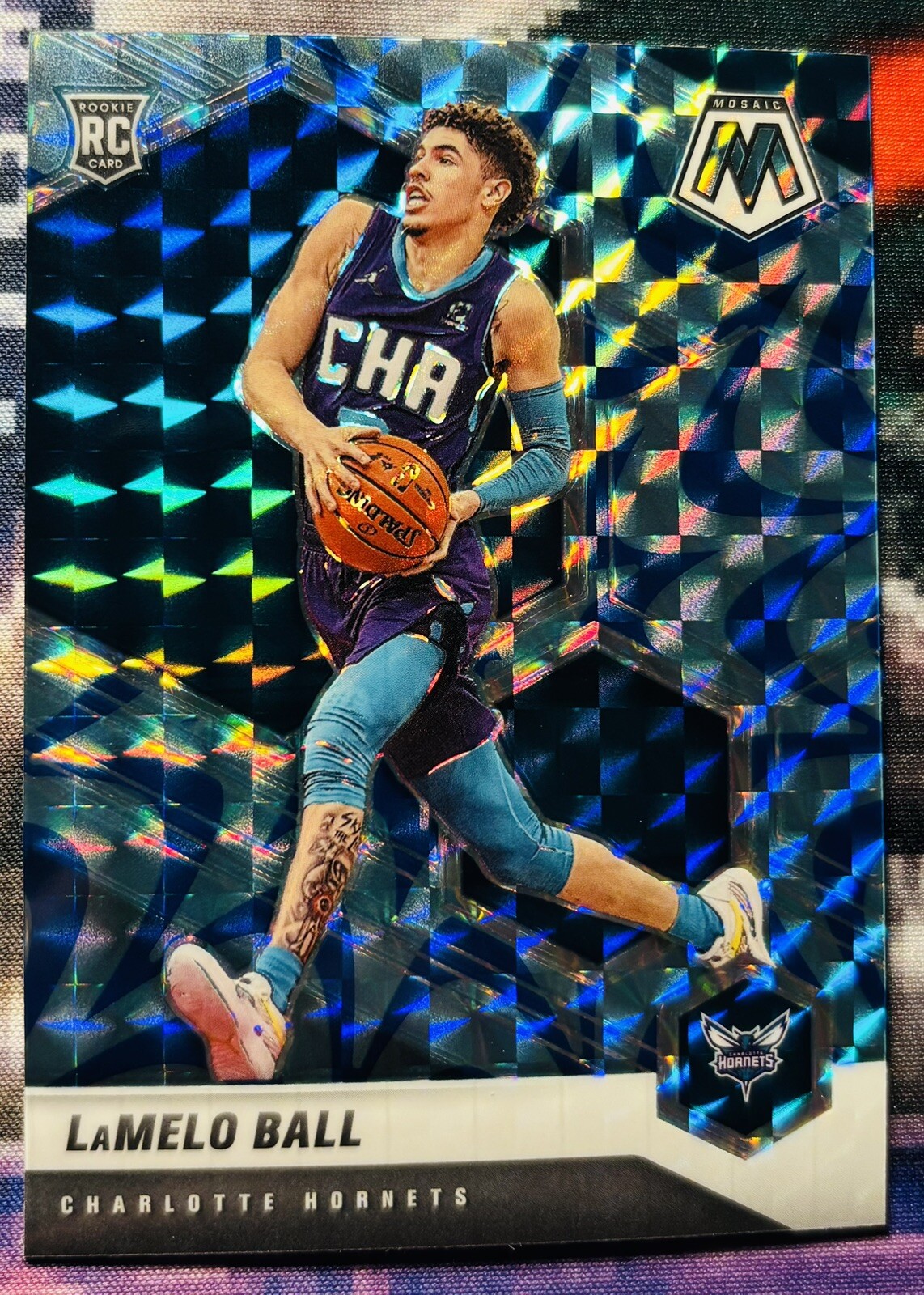 2020-21 Mosaic Blue Reactive Prizm LaMelo Ball RC #202 Hornets