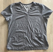 KOI Women s XL V Neck Scrub Top Charcoal Heathered Gray Pockets