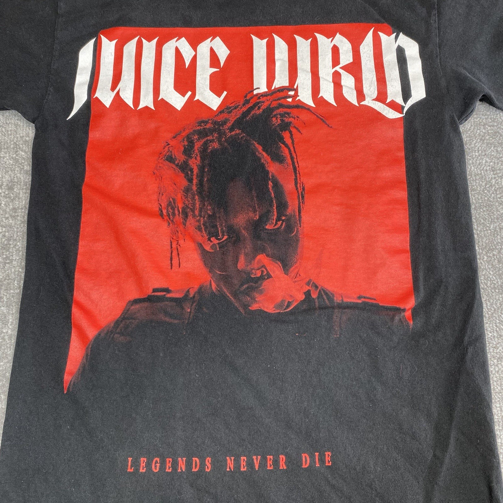 ALTRA Juice Wrld camicia uomo piccola nera stampa grafica girocollo maglietta rapper musica RIP
